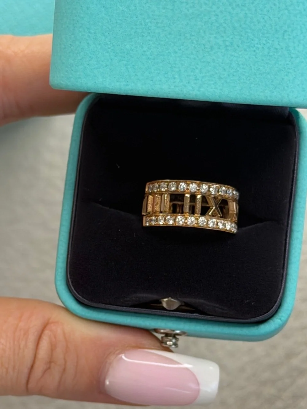 Tiffany & Co. 18K Yellow Gold Atlas Open Diamond Ring 4.3 US